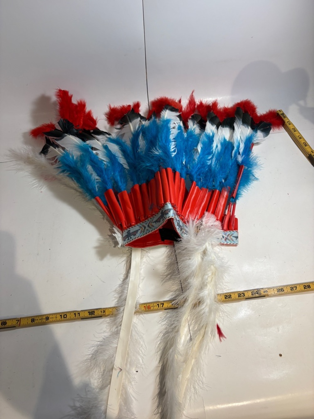 Blue and Red Feather Costume Headdress
